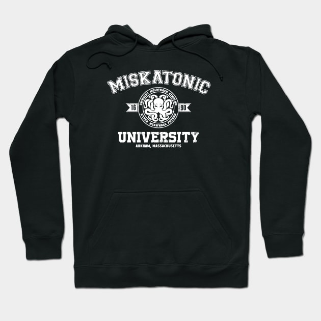 Miskatonic University (White) Hoodie by Miskatonic Designs